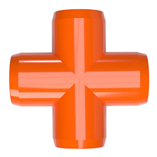 Formufit F114Crx-Or-4 Cross Pvc Fitting, Furniture Grade, 1-1/4" Size, Orange (Pack Of 4) #TOP6
