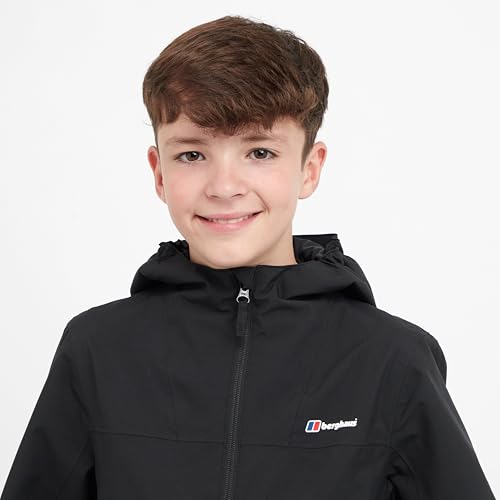 Berghaus Kids' Linton Waterproof Jacket with Hood and 2 Zipped Pockets, Lightweight, Windproof & Breathable Raincoat for Boys & Girls (UK, Age, 13 Years, Regular, Black) - Image 8