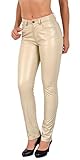 ESRA Damen Lederhose Kunstlederhose Damen Hose in Leder Optik bis Übergrösse J295