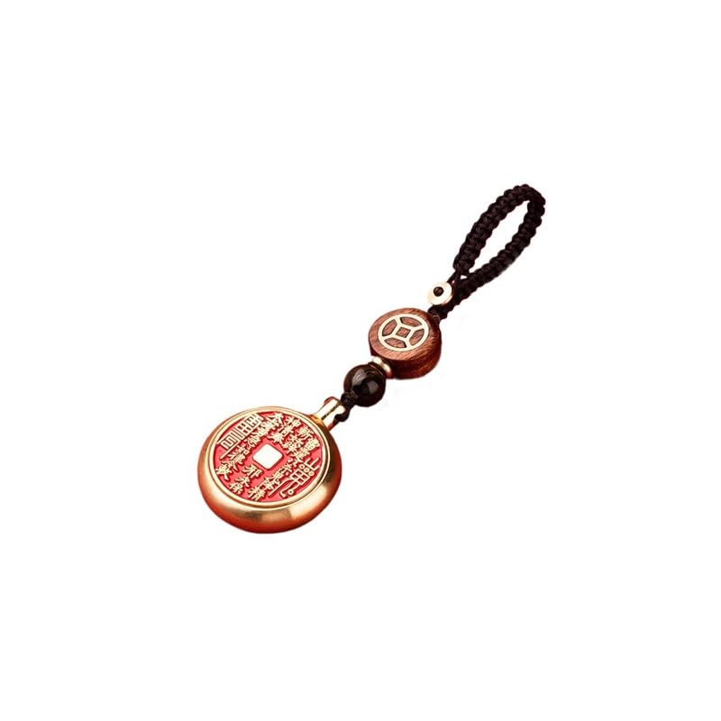 ADERFETBI Llavero Colgante de Calabaza de Moneda Fantasma de montaña de cinabrio, Llavero de Coche de latón Puro, Colgante de Mochila con cordón de Paz portátil Hecho a Mano Llavero Coche(A)