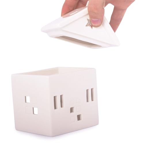 Foto von pajoma® Duftlampe Haus aus Keramik, 10 x 9 x 15 cm | eleganter Teelichthalter für Ätherisches Öl, Duftöl, Parfümöl, Wax Melt, Duft-Wachs | schöne wohnliche Geschenkidee