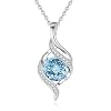 FANCIME Birthstone Necklace for Women Round Cubic Zirconia Necklace S925 Sterling Silver full Love Birthday Gifts for Mom Women