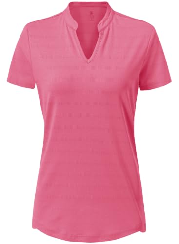 Image of Gopune Women's V Neck Golf Polo Shirts Collarless Short Sleeve Lightweight Quick Dry Tennis Running T-Shirts