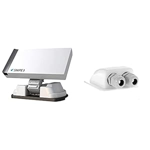 Selfsat Snipe V3 Twin Antenne Satellite entièrement Automatique & Offgridtec 006420 Passe-Toit 2 entrées pour Camping-Car, Caravane et Bateau Passe-câble en ABS Blanc 1 pièce