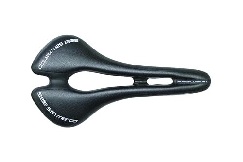 Selle San Marco ASPIDE Supercomfort Dynamic   Sillín para Bicicleta Gravel, con Asiento Estrecho y Mayor Acolchado de Gel, Forma Curva y Raíl de Aleación de Acero   Talla L2, Negro