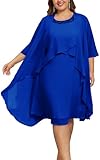 Hanna Nikole Plus Size 2 Piece Formal Dresses for Women Party Formal Mother of The Bride Dress Royal Blue 1X