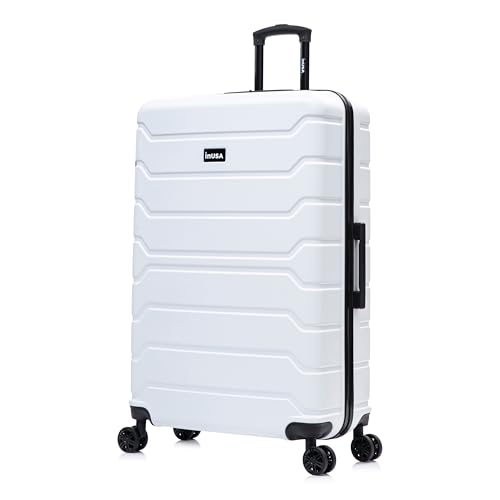 Image of InUSA TREND Luggage with Spinner Wheels | Durable lightweight Hardside Suitcase, Travel Bag with Handle and Trolley | 32-inch Extra-Large Checked luggage | White
