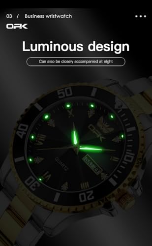 Image of OPK Watches for Men Diamond Roman Analog Mens Watches Waterproof Large Stainless Steel Men Wrist Watch Business Father Gift Watch Blue