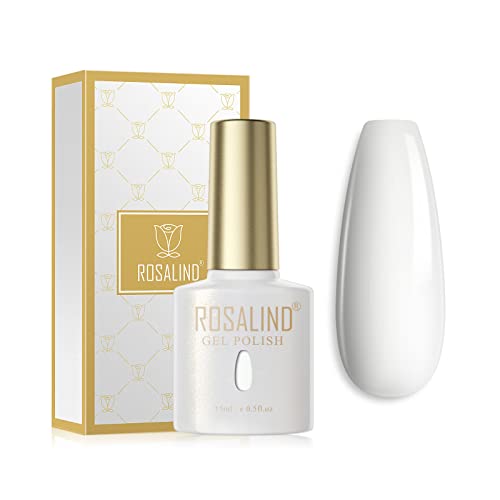 ROSALIND Esmalte Semipermanente Pintauñas, Blanco Lechoso Uñas Semipermanente Gel de Uñas Gel de Gelatina Arte de Uñas en Gel