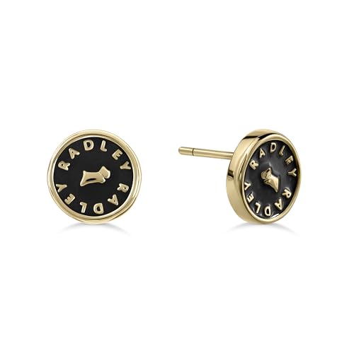 Boucles d'oreilles Radley en plaqué or 18 carats et émail noir