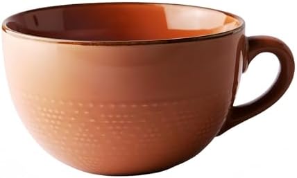 Ziuihu Soup Cup, Large Bowl, Large Capacity, Mug, Microwave Safe, Heat Resistant, Coffee Cup, Ceramic Cup, Tableware, Breakfast, Bowl, Tea, Fruit, 23.7 fl oz 700 ml, Soup Cup, Stylish Earth Thread