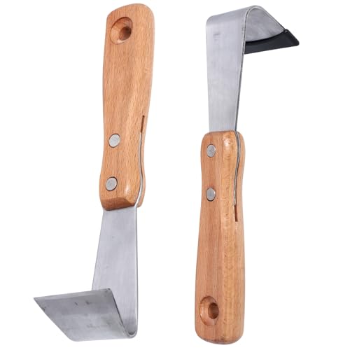 Happyyami 2Pcs Tree Bark Scraper Knife Set with Ergonomic Handles Durable Manual Bark Peeler Tools...