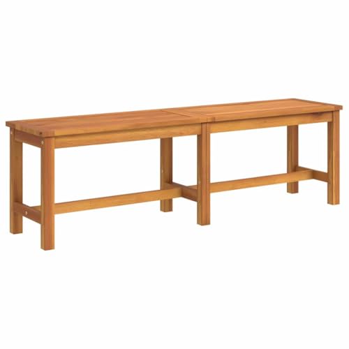 vidaXL Banco de patio de madera de acacia maciza, asiento resistente al aire libre para jardín, patio y uso en interiores, tamaño de 59.1 x 13.8 x 17.7 pulgadas, acabado marrón