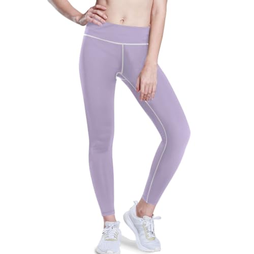 Leggings de yoga para mujer que no se bajan pantalones de cintura alta morados longitud 7/8
