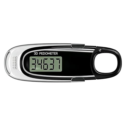 3D Pedometer for Walking Steps and Miles, Simple Accurate Step Counter with Large Display, Clip On...