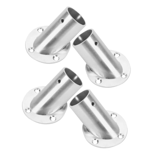 OKUMEYR 4pcs Stainless Steel Closet Rod Brackets Flange Holders for Closet Poles Easy to Install Metal Support for Wardrobe Versatile Design