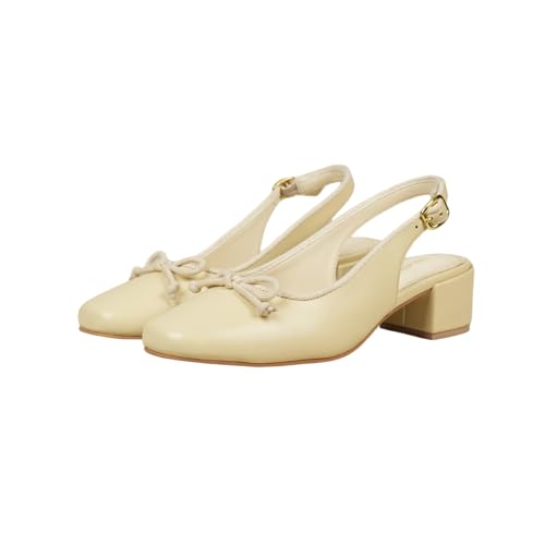 Image of Theater Women Doris Slingback Block Heels | Bow Detail Round Toe Sandals | Stylish & Comfortable for Casual, Office & Semi-Formal Wear