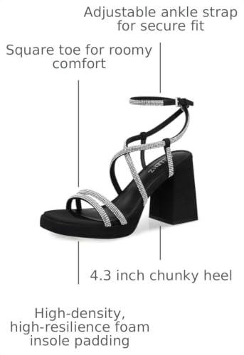 Image of CELLENZ Women Chunky Platform Heels: 3.9 Inch Strappy High Heel Sandals