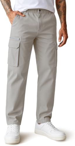 Image of CB-COLEBROOK Men Mid Rise Cargo || Cargo Pants Cotton || Relaxed Fit Elastic Waist || Loose Fit || Casual Pants || Cargos Pant with 7 Pockets (Cargo-48-54)