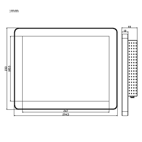 Image of GreenTouch 12.1 Inch PCAP Multi-Touch Touchscreen Monitor - HDMI /VGA /DVI Port Built-in for Kisok - 1024 * 768 Resolution