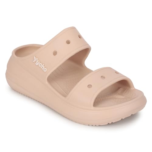 Image of YOHO Double Strap Clog Sandals for Women | Waterproof Monsoon Footwear & Rainy Shoes | Cushioned Lightweight Chappal