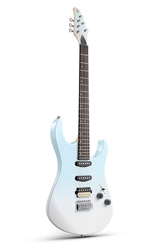 Donner DMT-66 39 Inch Guitarra Eléctrica de Tamaño Completo para Principiantes, Kit de Guitarra Eléctrica con Funda Azul Degradado