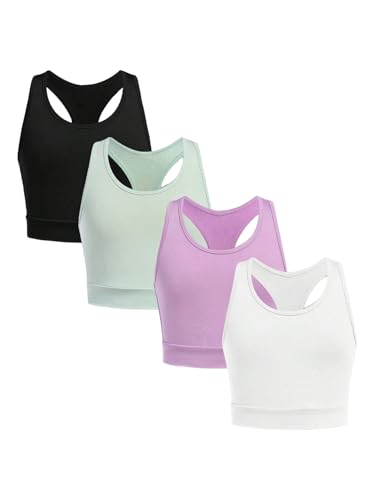SweatyRocks Girl's 4 Pack Workout Tank Tops Sleeveless Crew Neck Sports Athletic Shirts