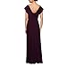 Alex Evenings Women's Long Cowl Neckline Mother of The Bride Dress, Formal Event Gown (Petite and Regular Sizes), Eggplant, 12