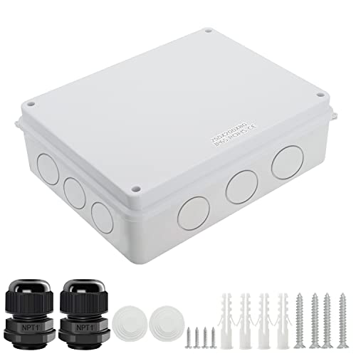 Boîte de dérivation LeMotech blanche en plastique ABS étanche IP65 25,4 x 20,1 x 7,9 cm