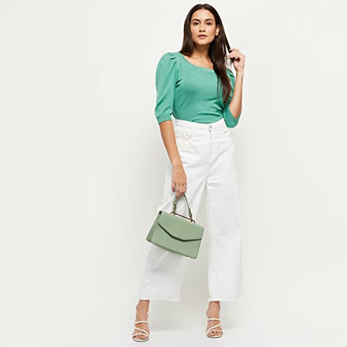 Image of Max Women's Regular Fit Solid Puffed Sleeves Top