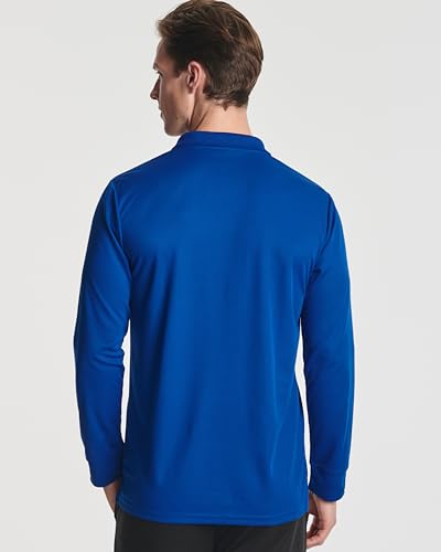 Real Essentials 3 Pack Men's Dry Fit Long-Sleeve Active Polo Shirt Casual Performance Golf (Available in Big & Tall)3