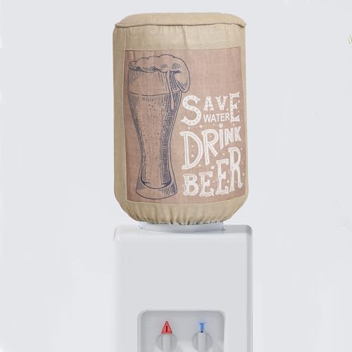 Image of Swayam 20 Litre Bottle Cover for Home & Office | Bottle Protector | Lace Closure at Bottom | Machine Washable | Environment Friendly | Digitally Printed | 44cm x 42cm x 32cm - Beige