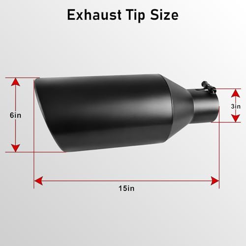 Image of MuHize Exhaust Tips 3 inch Inlet, 6 inch Outlet 15 inch Length Performance Exhaust Tip