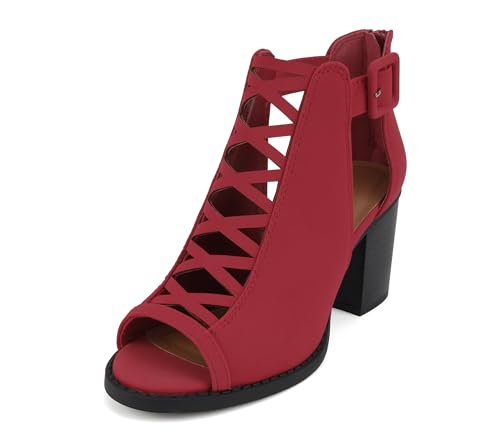 Image of Soda Aran ~ Women Open Toe Crisscross Straps Back Zipper High Heel Fashion Sandal with Adjustable Ankle Strap