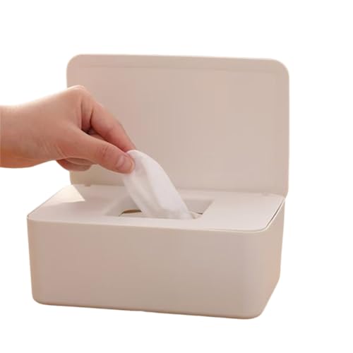 Image of LeeCHee Rectangular Plastic Wet Wipe Dispenser – Dust-Proof Wipe Holder Box with Sealed Lid, Multi-Use Organizer for Bathroom, Kitchen, Office & Home Storage – Sleek & Hygienic Design (White)