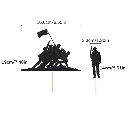 Lveud Military Themed Cake Topper-11 Pcs Military Themed Marine Corps Cupcake Topper-Happy Birthday Cake Topper-Veteran's Day Cake Topper #TOP5