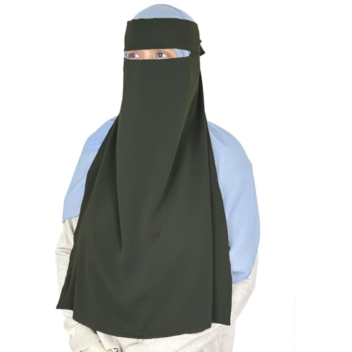 Syeeds Boutique Nida Niqab For Muslim Women Modern Islamic Face Veil Sunnah Style Burka Nose Piece, 27" Long, Single Layer2