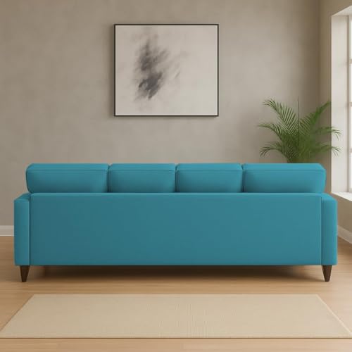 Image of Carlos 5 Seater with Ottoman Sofa Set for Living Room (Turquise Colour Fabric) Premium Fabric Sofa Set