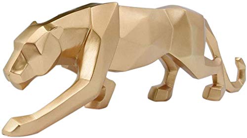 TXYFYP Panther Skulptur Verzierungen, Panther Skulptur/Statue Geometrisch Modern Harz Leopard Verzierungen/Kunst Handwerk Dekor für Heim Bücherschrank Schaufenster - Gold, Small Cover