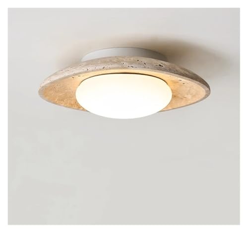 Lustre LED en travertin jaune noble et PVC, plafonnier haut de gamme pour séjour