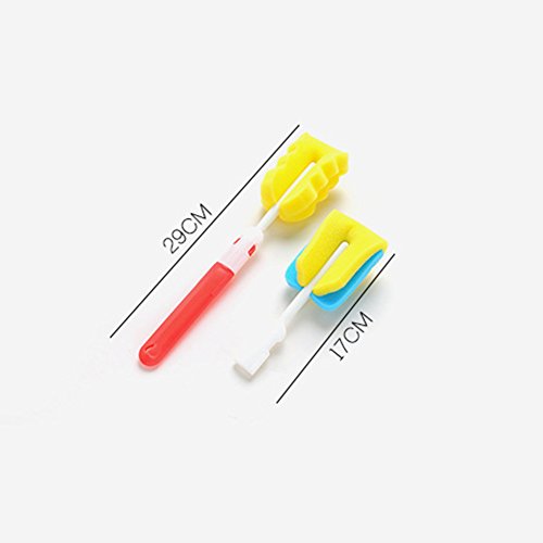 Replaceable Cleaning Bottle Sponge Brush With Long Handle Cleaner Soft For Baby Bottle,Kitchen Clean, Glasses,Mugs Cup, 11 Inch #TOP1
