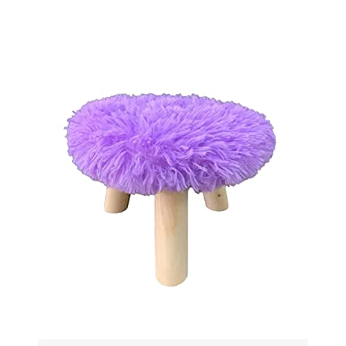 Puff Banqueta Pelúcia Madeira Resistente Roxo43