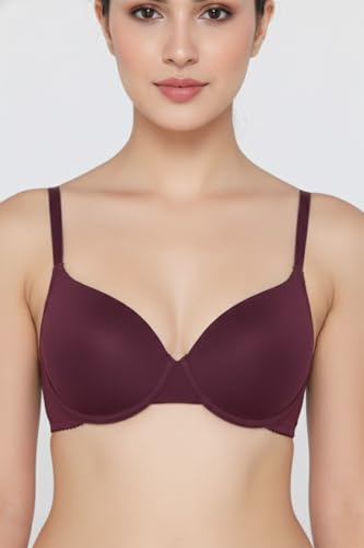 Image of Zivame Padded Plunge Wired Medium Coverage Tshirt Bra-Silver Bullet