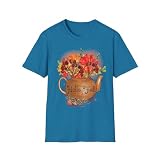 Camiseta Floral otoñal, Ropa de temporada, Camiseta otoñal cómoda.