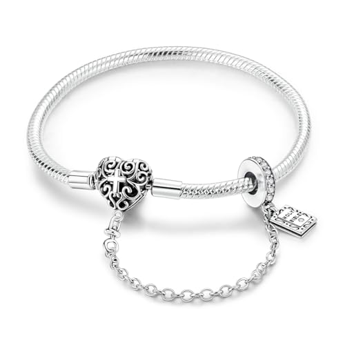 Aurevella 925 Sterling Silver Snake Chain Charm Bracelet Cross Butterfly Heart With 5A Cubic Zircon Bracelets for Women