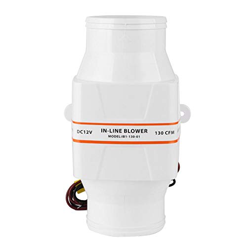 Soplador de sentina marina de 3 "en línea, soplador de sentina marina impermeable de 130 CFM con ventilador de ventilación silencioso fuerte, soplador de aire para barcos, yates, caravanas(12V)