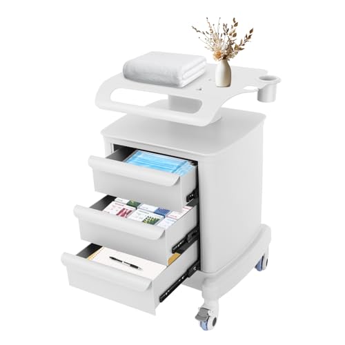 Mobile Trolley for Portable Ultrasound Imaging Scanner, 3 Drawer Beauty Salon SPA Pushchair Stand Cart, Mobile Medical Beauty Trolley