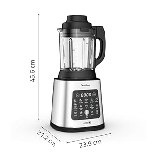 Moulinex Blender chauffant, 1400 W, 10 programmes automatiques, Lames amovibles, Fonction nettoyage en profondeur, Panier vapeur, Perfectmix Cook LM83SD10, Métal