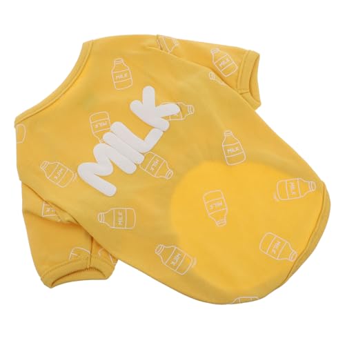 Milisten 1個 犬の服 パーカー ダックスフンドシャツ 犬用布 犬のフリース チワワ コットンパピーシャツ 犬服 子犬シャツ 綿の犬のシャツ 犬用シャツ Yellow