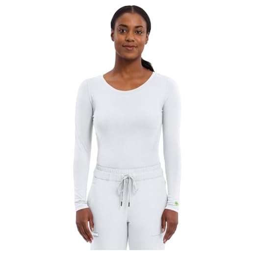 Healing Hands Under Scrubs for Women Long Sleeve Knits Women’s Medical Scrub Tee 5047 Melissa Underscrubs White S